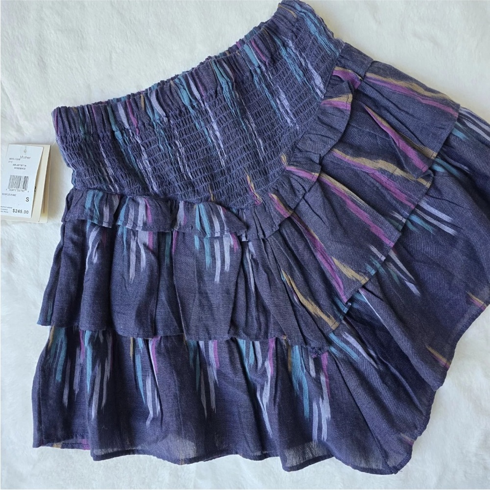 Mother Ruffled Cotton Skirt size Small purple tan pink colors